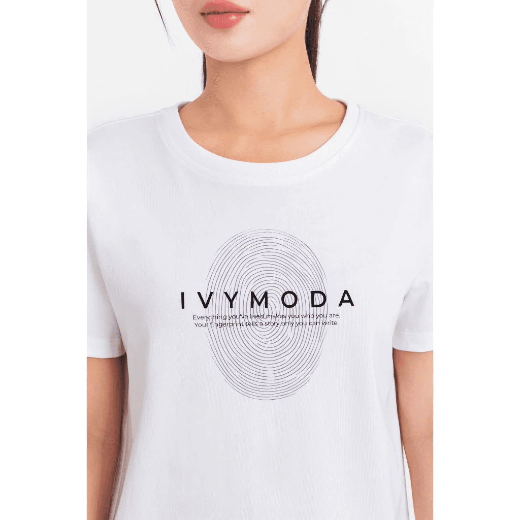 Áo thun cotton trắng IVY moda, Áo công sở dạo phố nữ IVY moda MS 57T0276