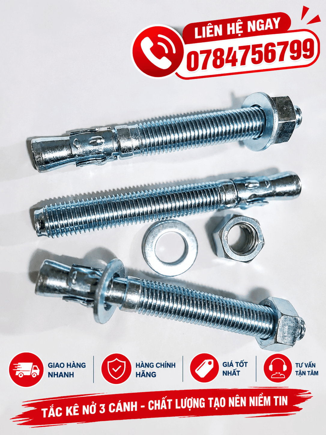 Tắc Kê Nở 3 Cánh M12x100 – Giá Tốt, Báo Giá Nhanh