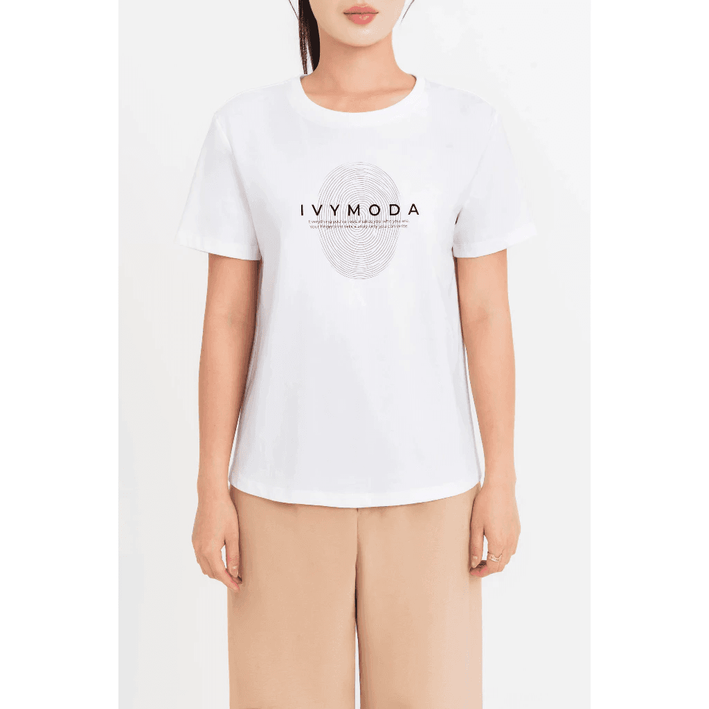 Áo thun cotton trắng IVY moda, Áo công sở dạo phố nữ IVY moda MS 57T0276 - 3