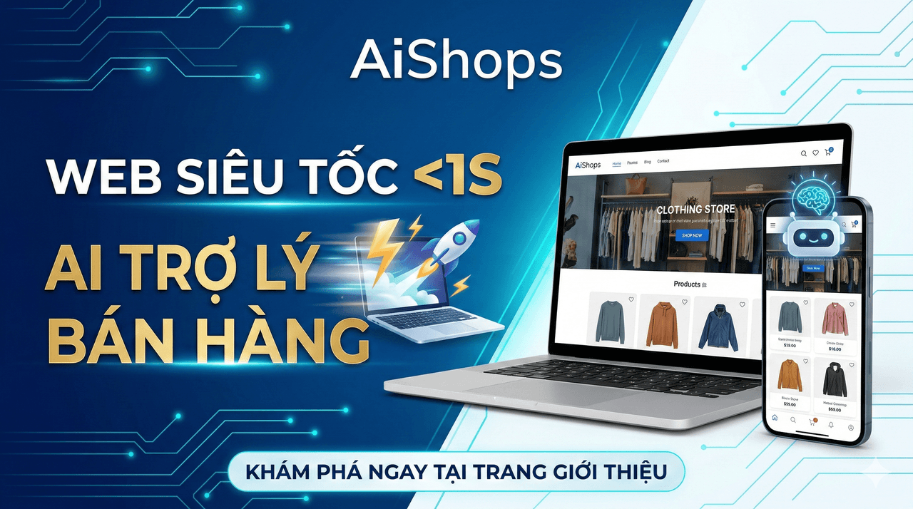 🚀 CHẤM DỨT NỖI LO WEBSITE "RÙA BÒ" – BÙNG NỔ DOANH THU CÙNG AISHOPS!