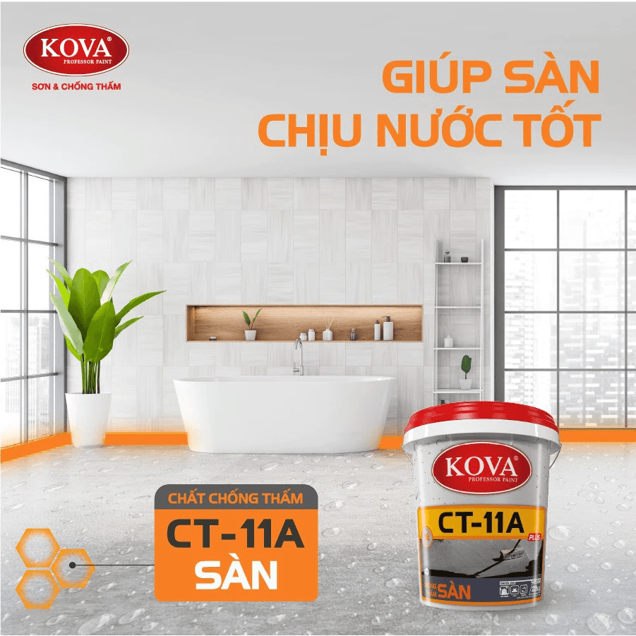 Chất chống thấm cao cấp KOVA CT-11A Plus Sàn (4kg). Có tác dụng ngăn chặn sự thấm nước. - 2